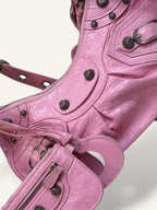 Le Cagole Mini Pink Aged-Silver Metal Studs