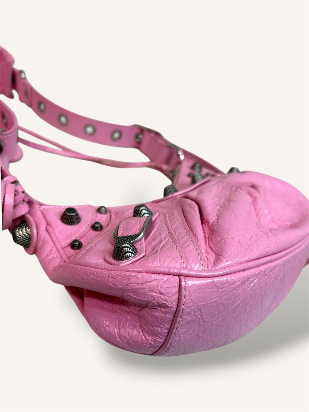 Le Cagole Mini Pink Aged-Silver Metal Studs