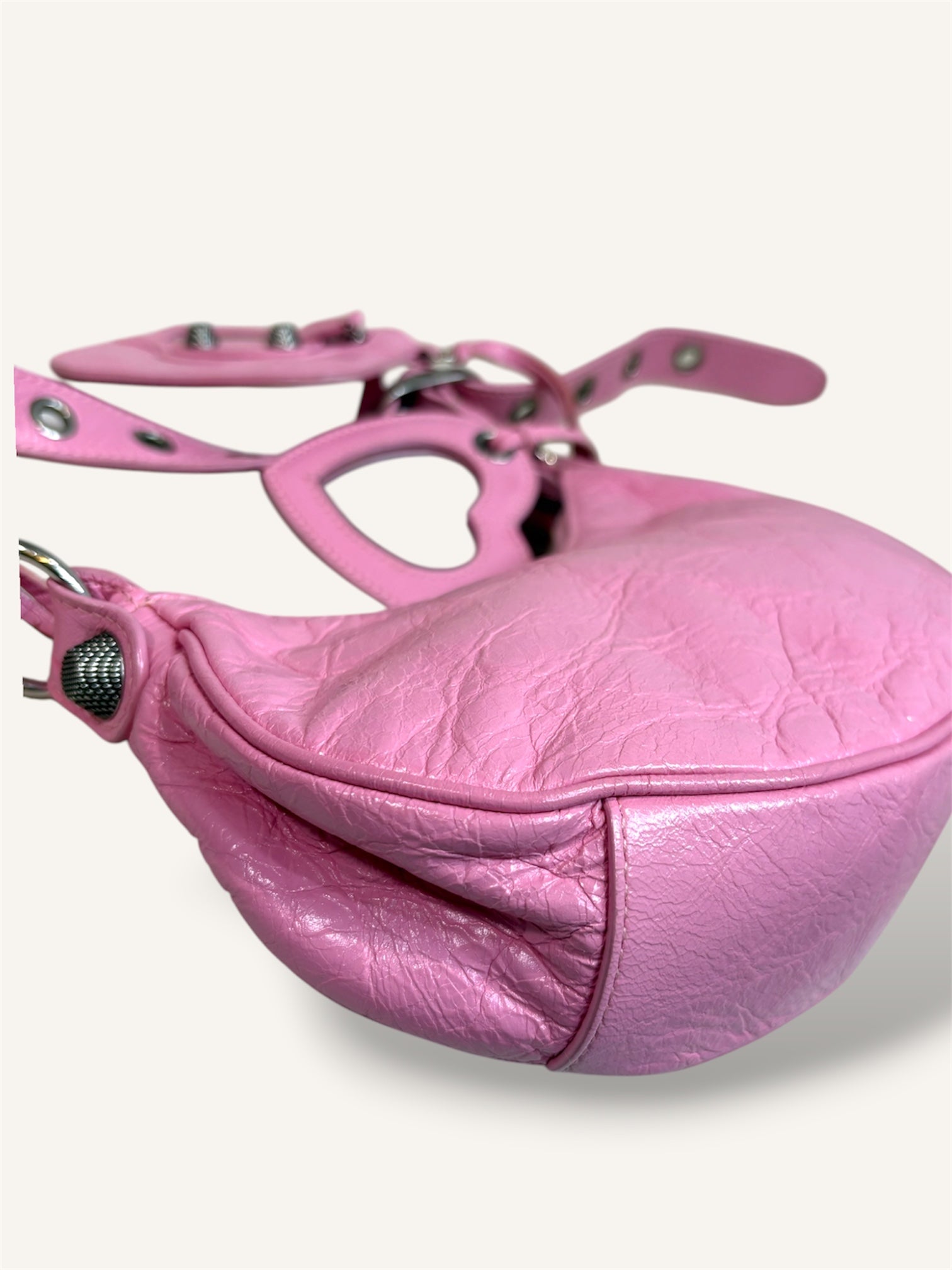 Le Cagole Mini Pink Aged-Silver Metal Studs