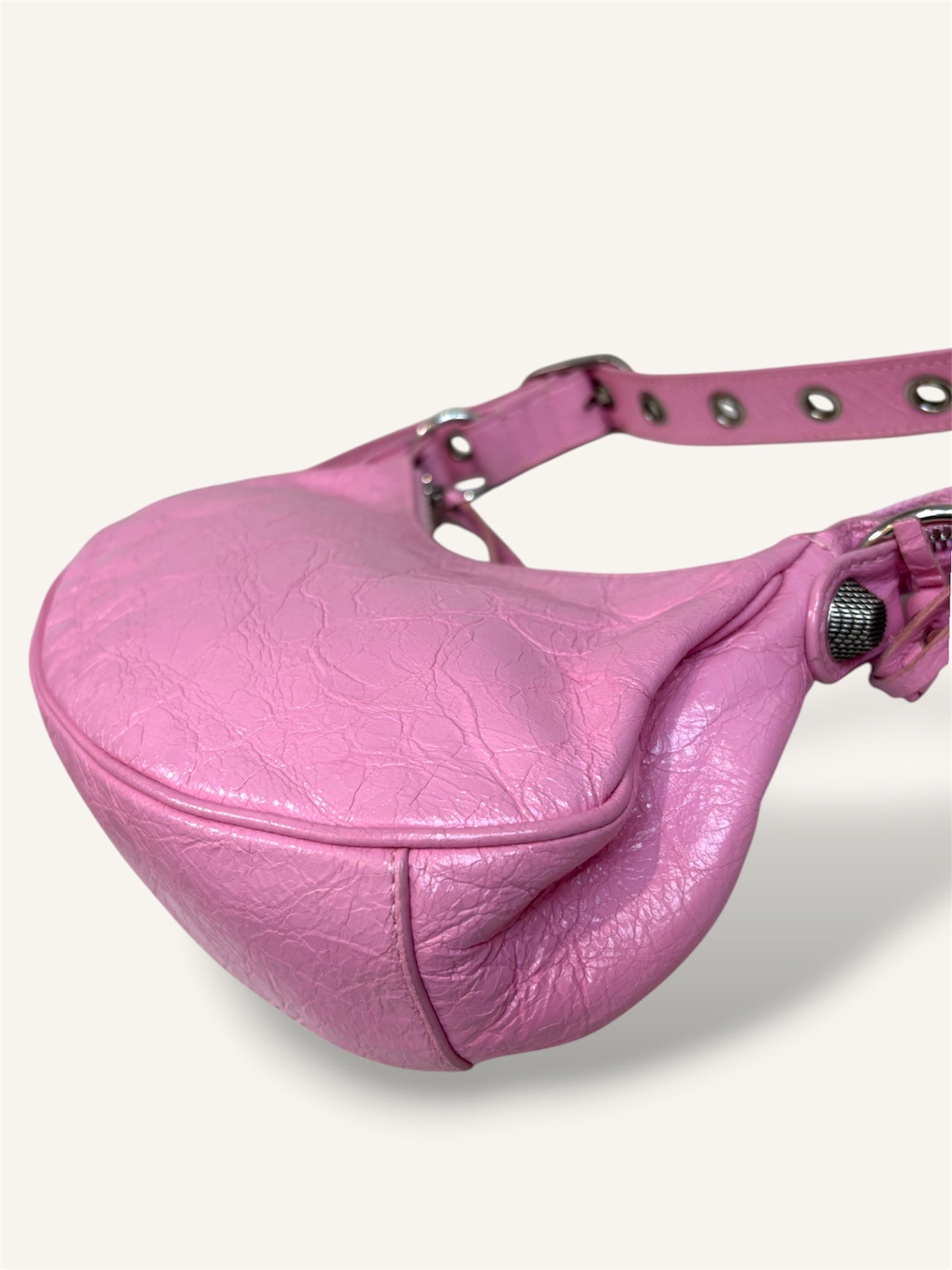 Le Cagole Mini Pink Aged-Silver Metal Studs