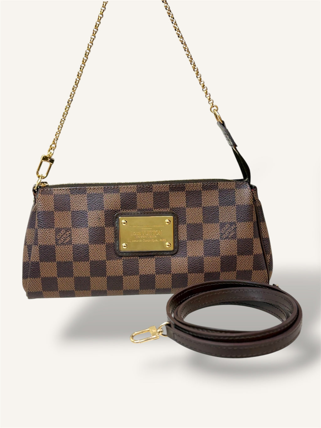 Eva Clutch Damier Ebene Gold-Tone Chain Strap