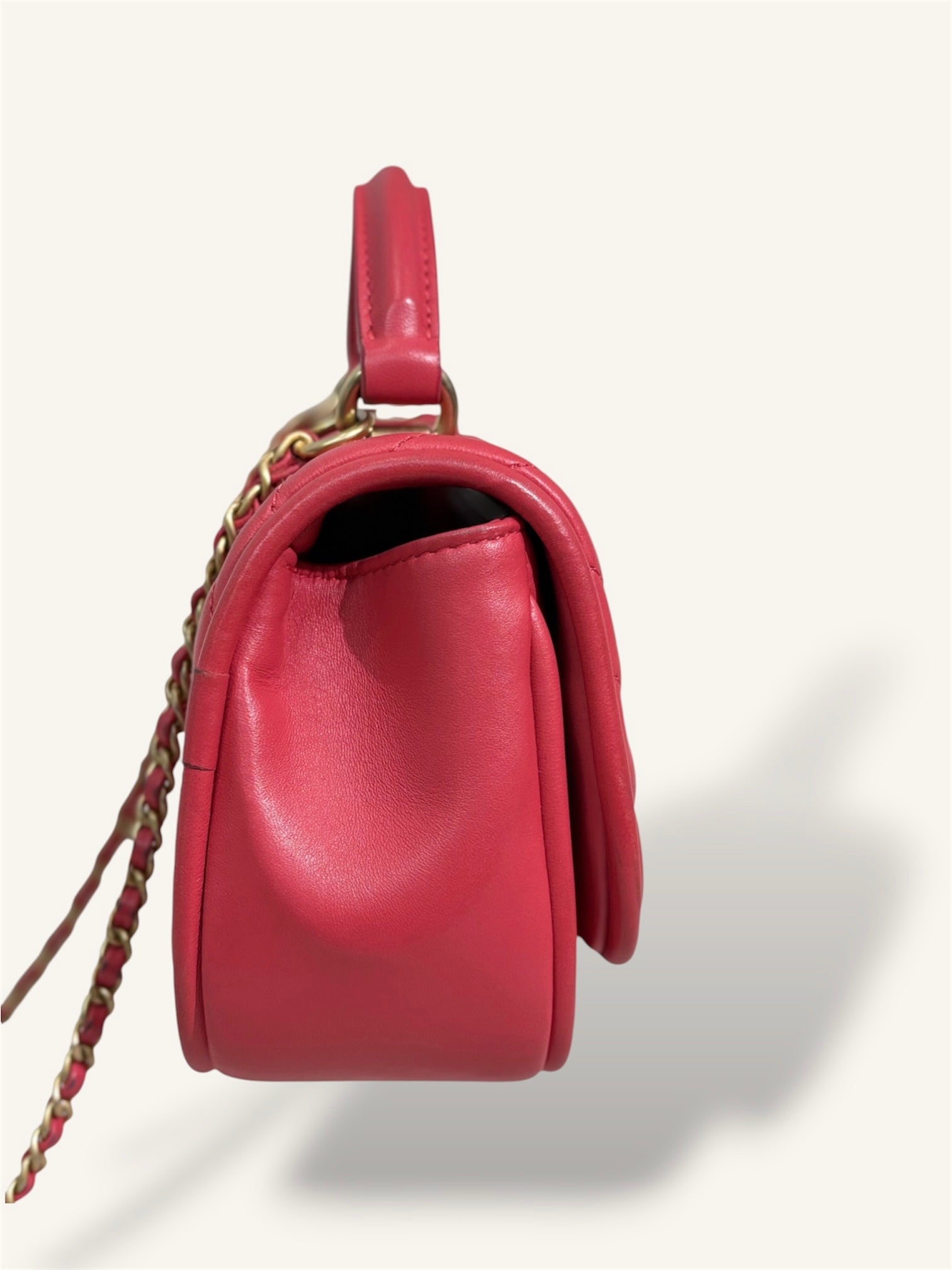 Coral Reversed Mini Chevron Lambskin Leather Series 24