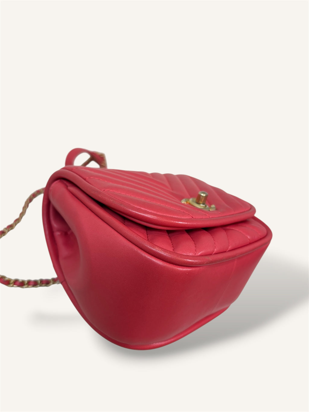 Coral Reversed Mini Chevron Lambskin Leather Series 24