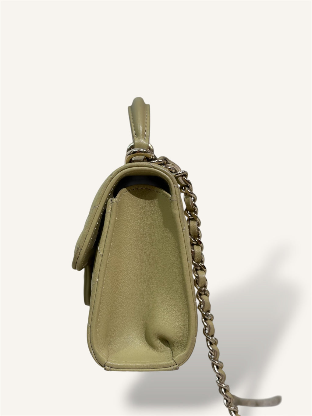 Green Lambskin Leather Mini Flap Top Handle Bag