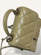 Green Lambskin Leather Mini Flap Top Handle Bag
