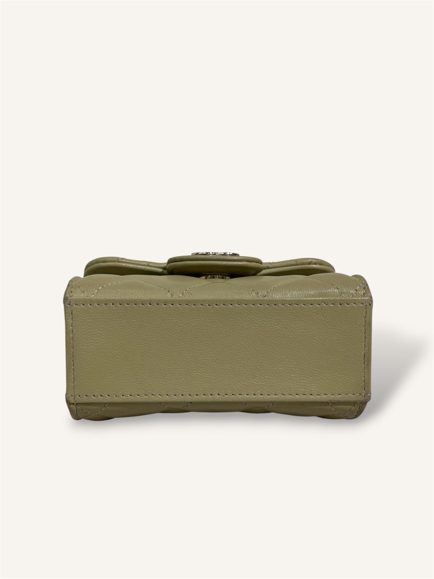 Green Lambskin Leather Mini Flap Top Handle Bag