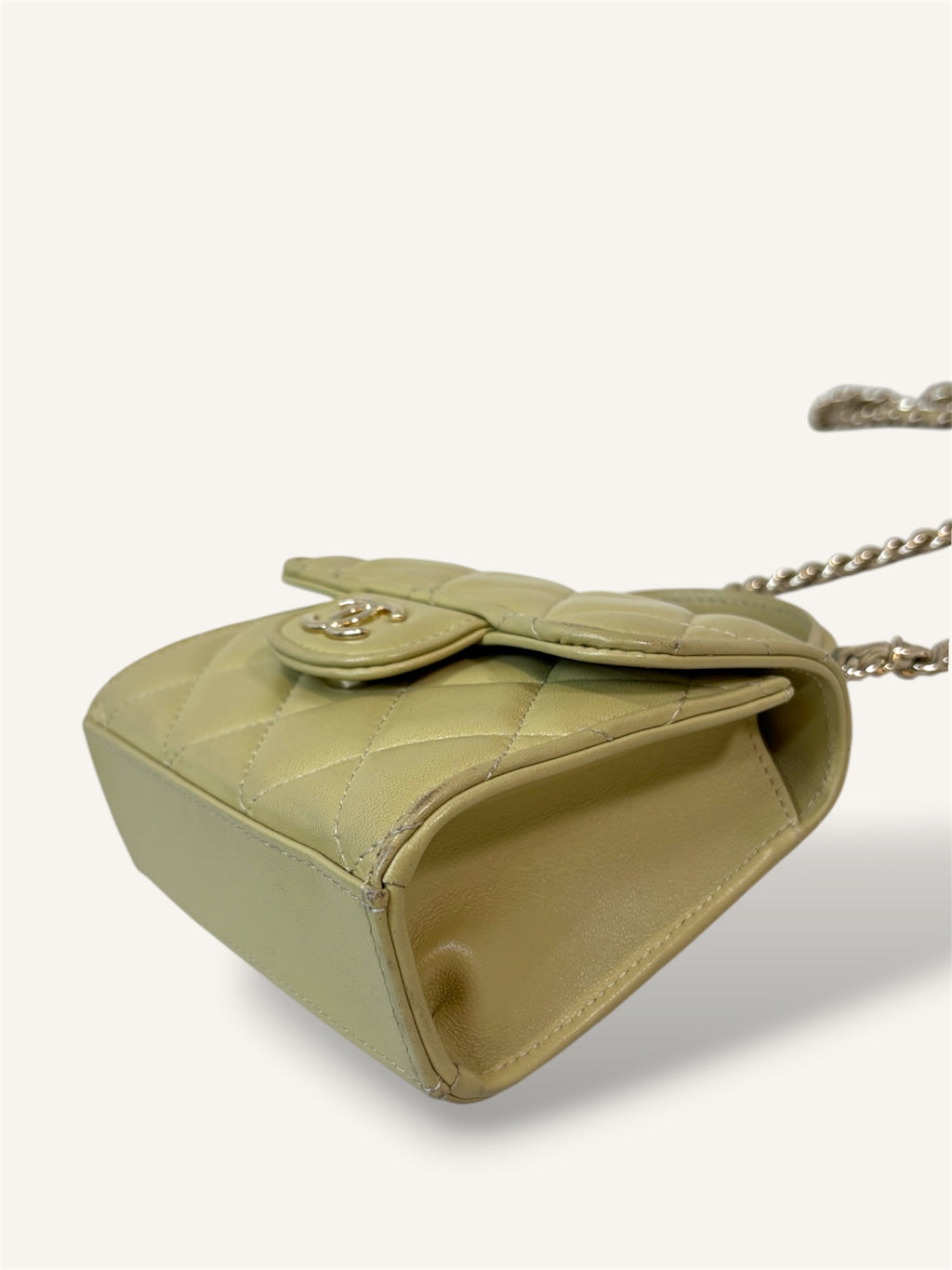 Green Lambskin Leather Mini Flap Top Handle Bag
