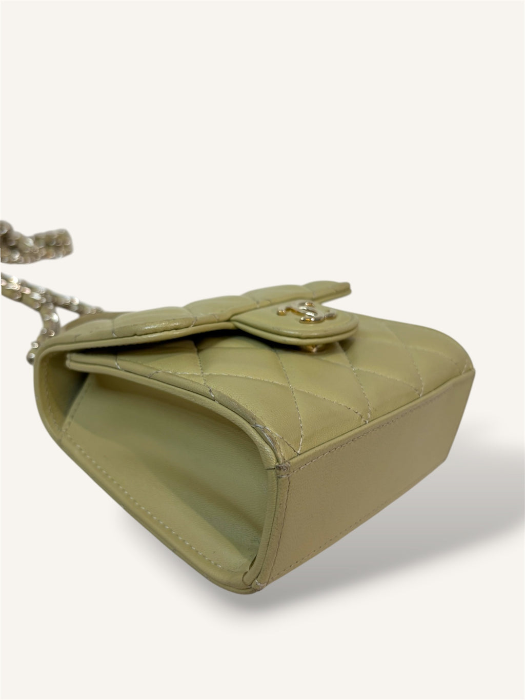 Green Lambskin Leather Mini Flap Top Handle Bag