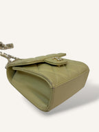 Green Lambskin Leather Mini Flap Top Handle Bag