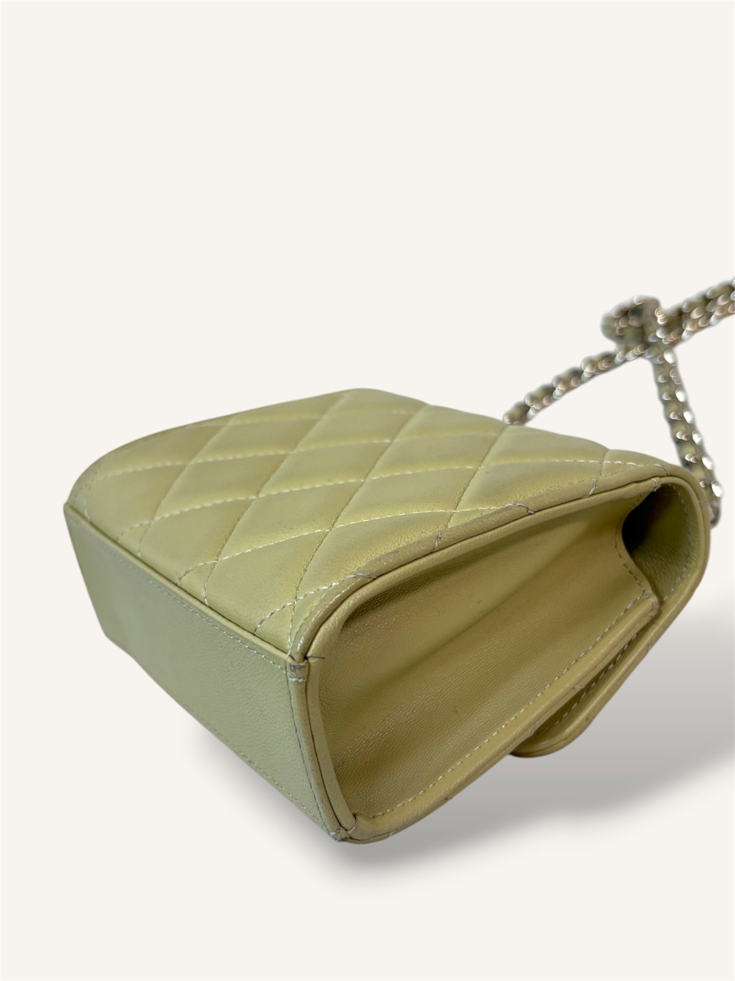 Green Lambskin Leather Mini Flap Top Handle Bag