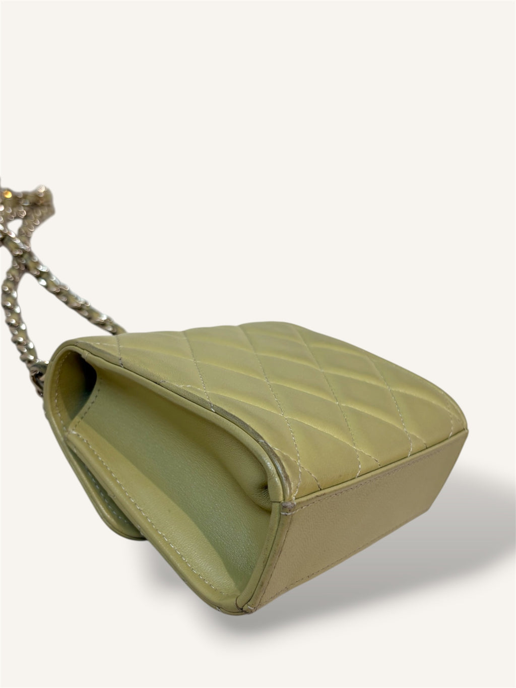Green Lambskin Leather Mini Flap Top Handle Bag