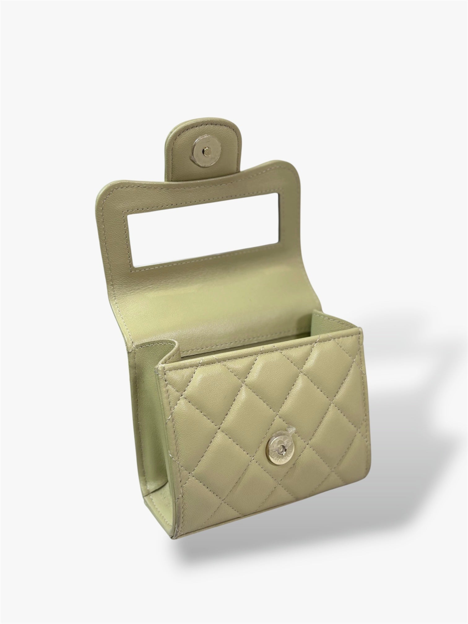 Green Lambskin Leather Mini Flap Top Handle Bag