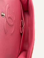 Classic Double Flap Medium Coral Orange Patent Leather