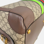 Savoy Duffle Bag GG Supreme Canvas Neon Green Gold Hardware