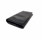Long Bi-fold Wallet Black Smooth Leather