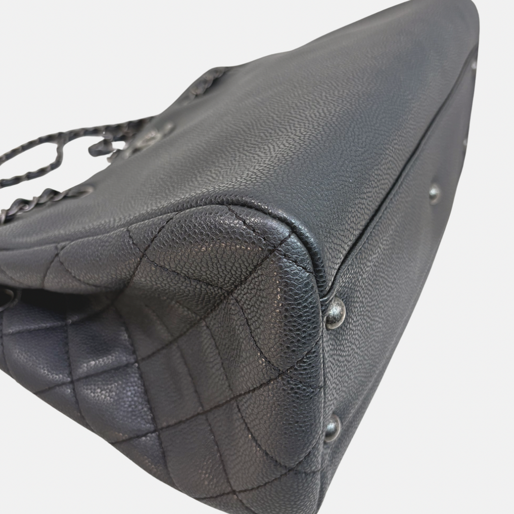 Shopping Tote Bag Woven Chain Black Caviar Leather Ruthenium Hardware Series 22