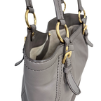 Signature Hobo Bag Vitello Daino Leather Grey Gold Hardware