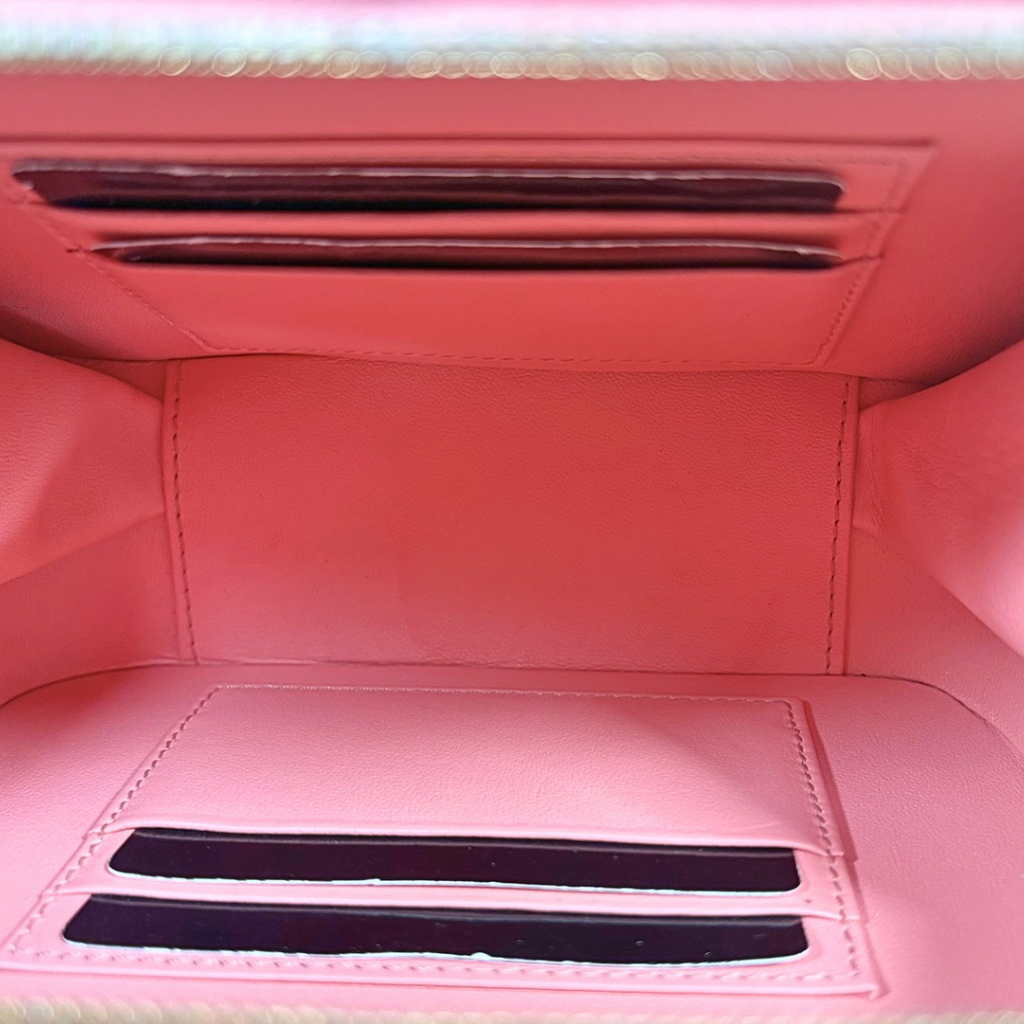 Vanity Top Handle Salmon Pink Lambskin Leather Gold Hardware Microchip