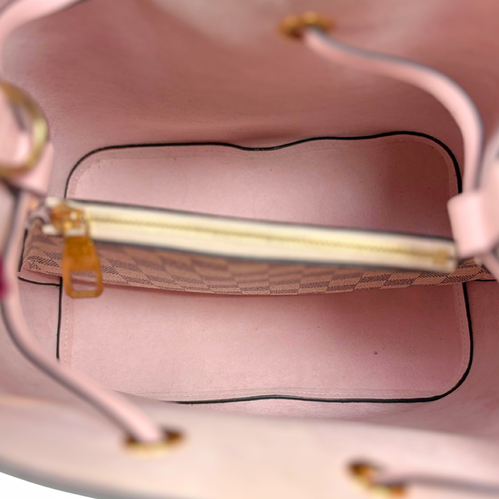 NèoNoè MM Bucket Bag Damier Azur Canvas Rose Ballerina Gold Hardware