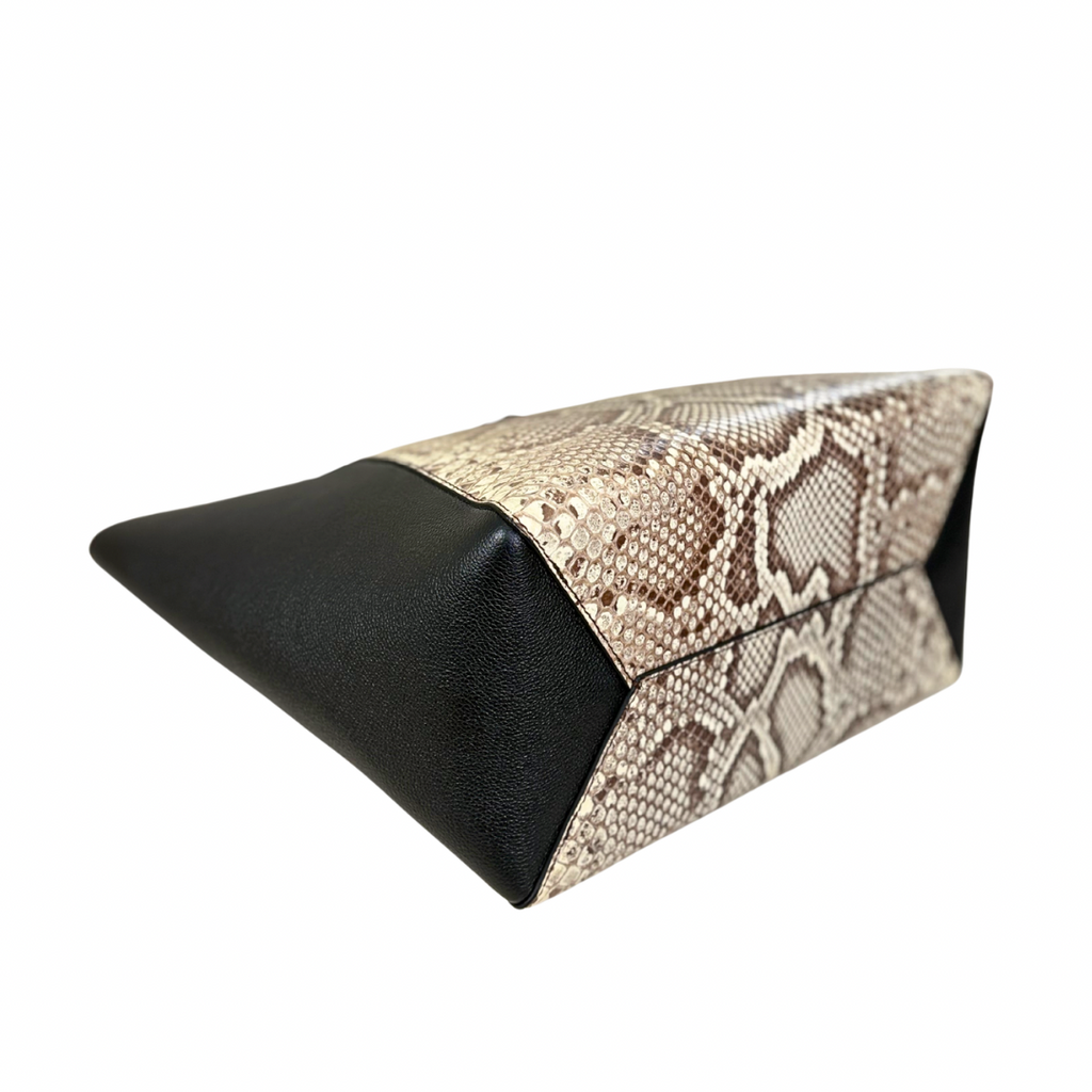 Lock Me Tote Bag Black Python Leather Silver Hardware