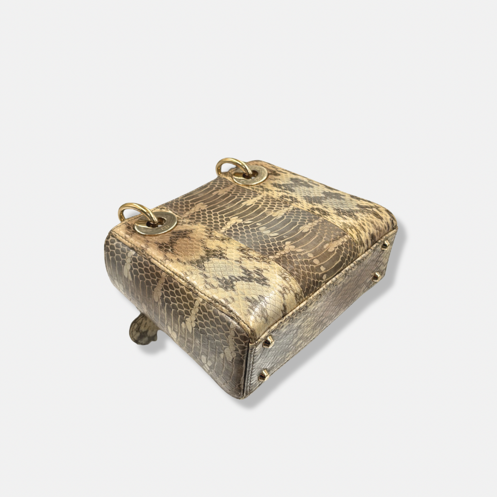 Mini Lady Dior Python Snakeskin Gold Hardware
