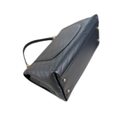 Chevron Chic Flap Bag Medium Black Calfskin Leather Gold Hardware