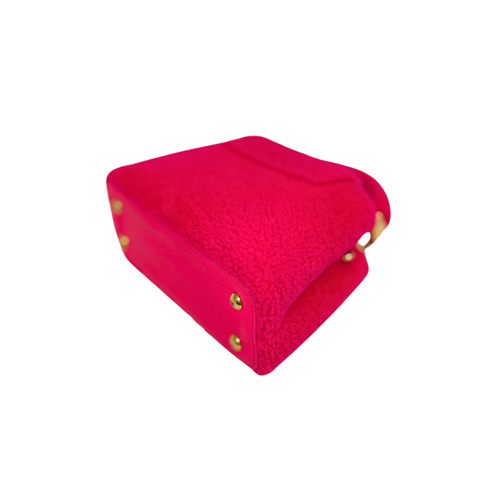 Capucines BB Pink Soft Merino Shearling Gold Hardware