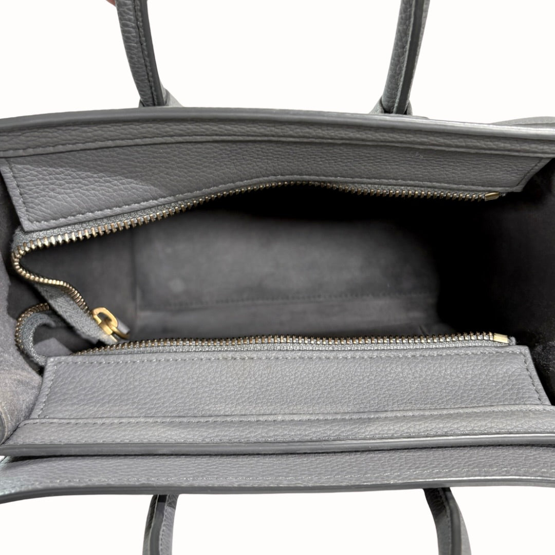 Nano Luggage Grey Kohl Drummed Calfskin Leather