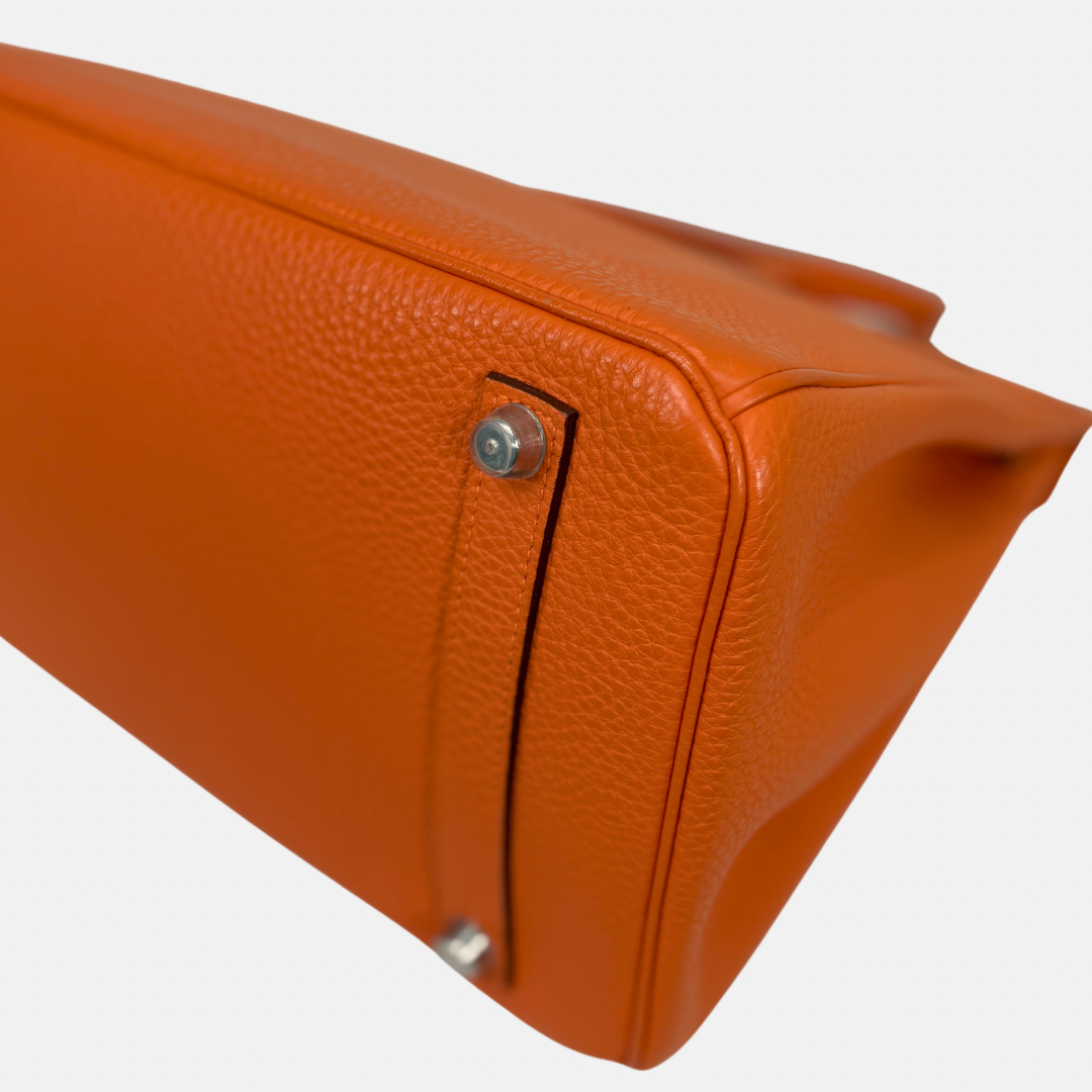 Birkin 35 Orange Togo Palladium Hardware Square N