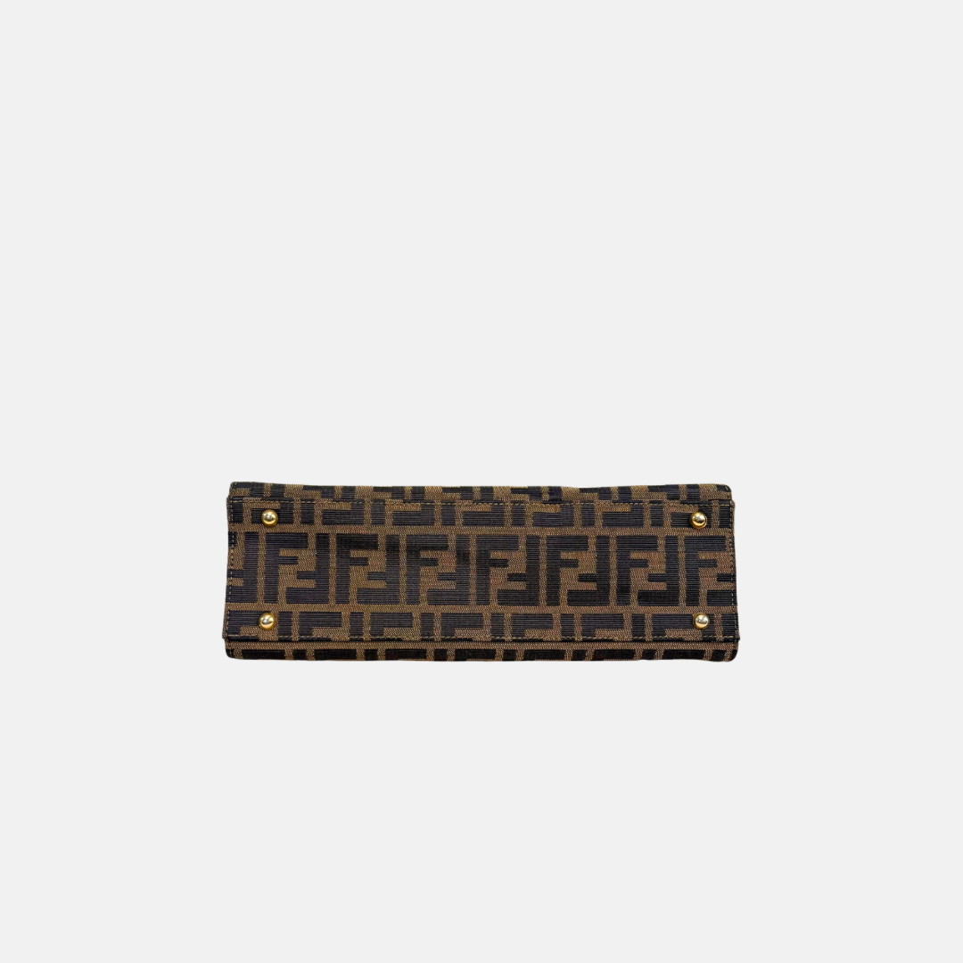 Zucca Canvas Vintage Handbag Brown Gold Hardware