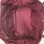 Tessuto Nylon Saffiano Tote Bag Burgundy Silver Hardware