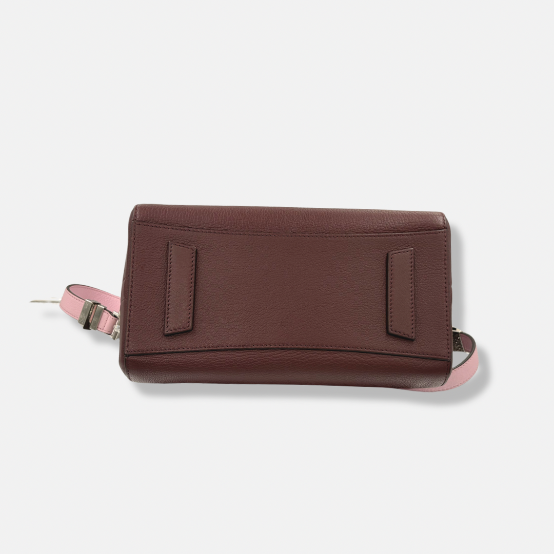 SOLD|Antigona Burgundy/Pink Sugar Goatskin Leather Silver Hardware