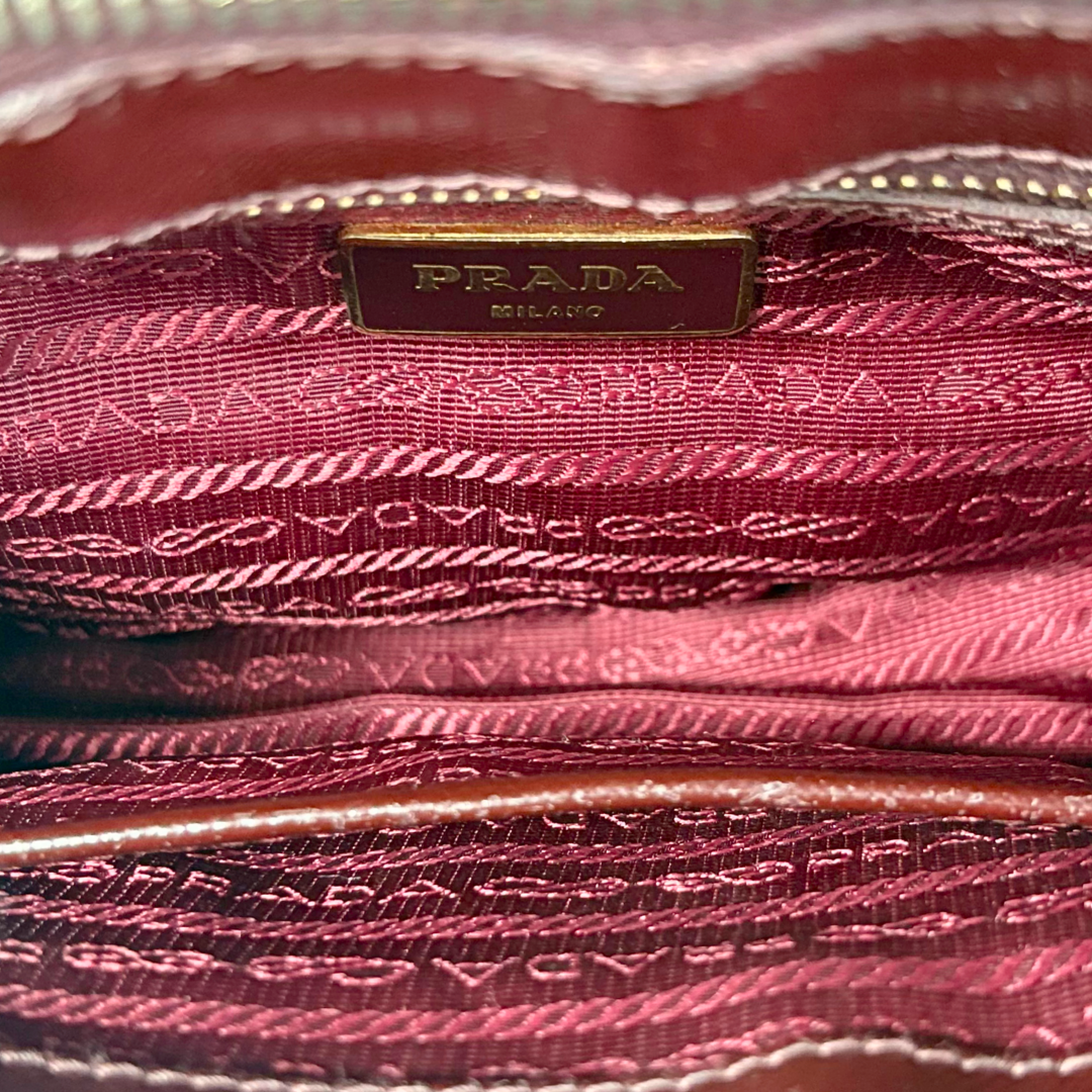 Spazzolato Burgundy Patent Leather Gold Hardware