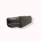 Grey Chevron Quilted Leather Toy LouLou Silver Hardware