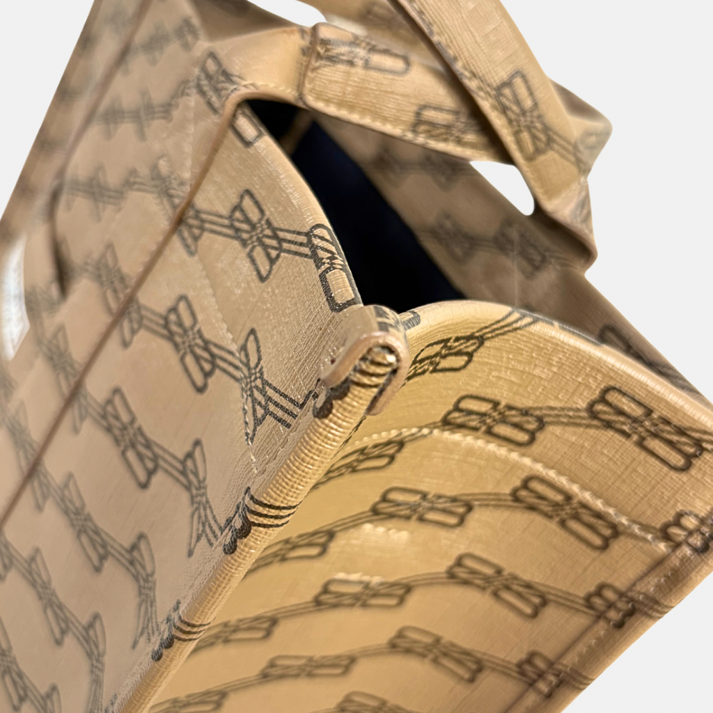 BB Monogram Signature Brown Tote Bag Gold Hardware