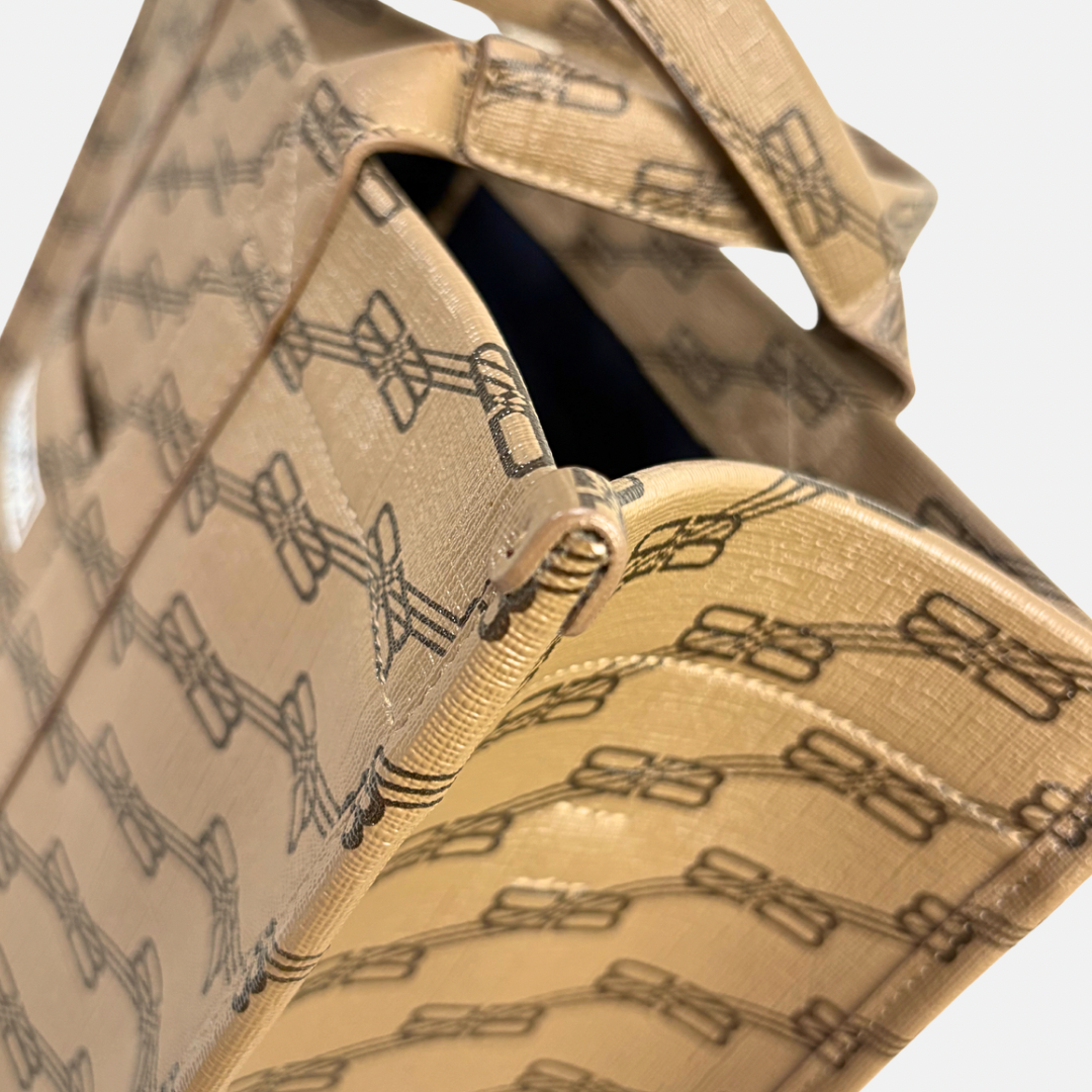 BB Monogram Signature Brown Tote Bag Gold Hardware