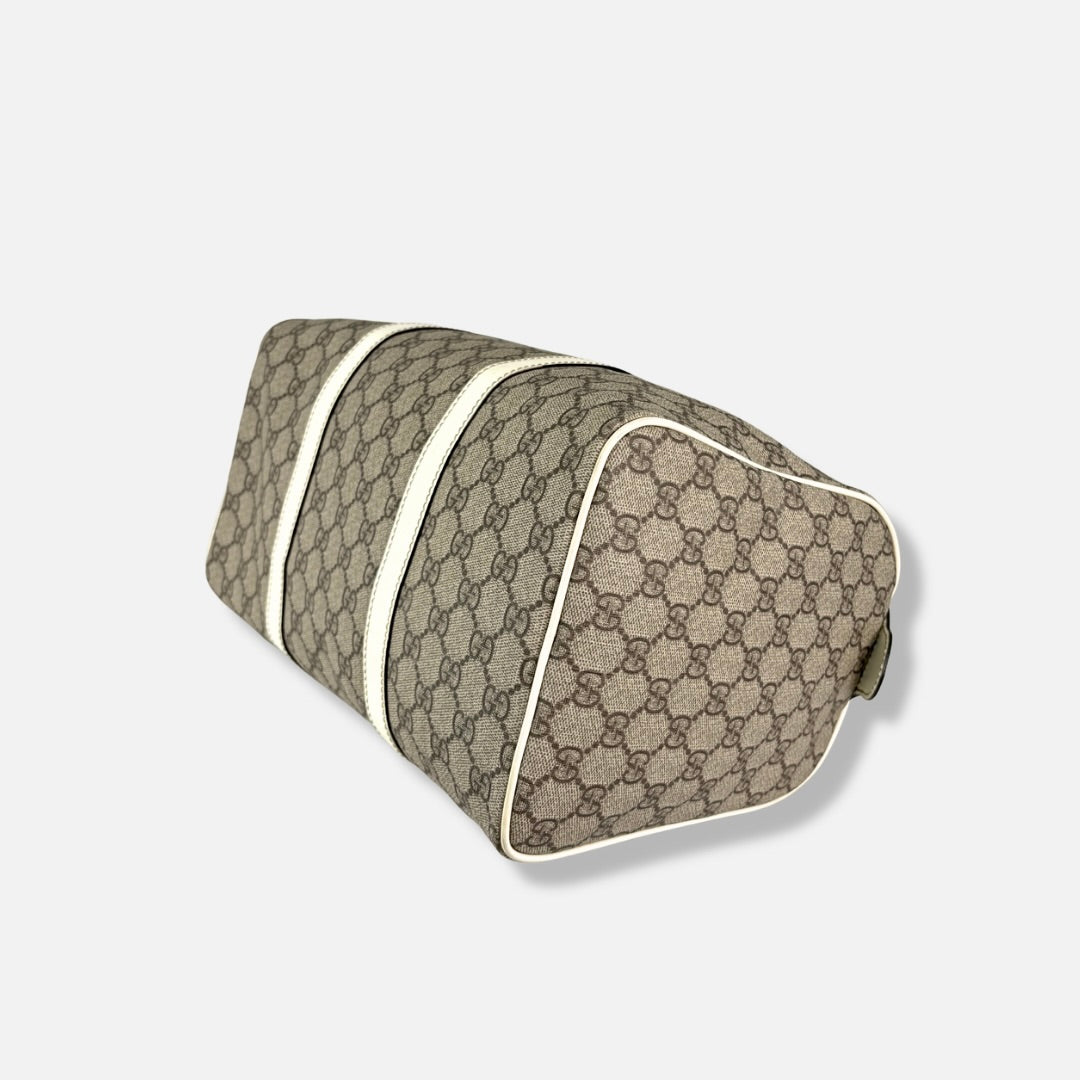 Boston GG Supreme Canvas  Beige & White Silver Hardware 30cm