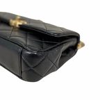24C Mini Flap Black Lambskin Leather Gold Hardware Microchip