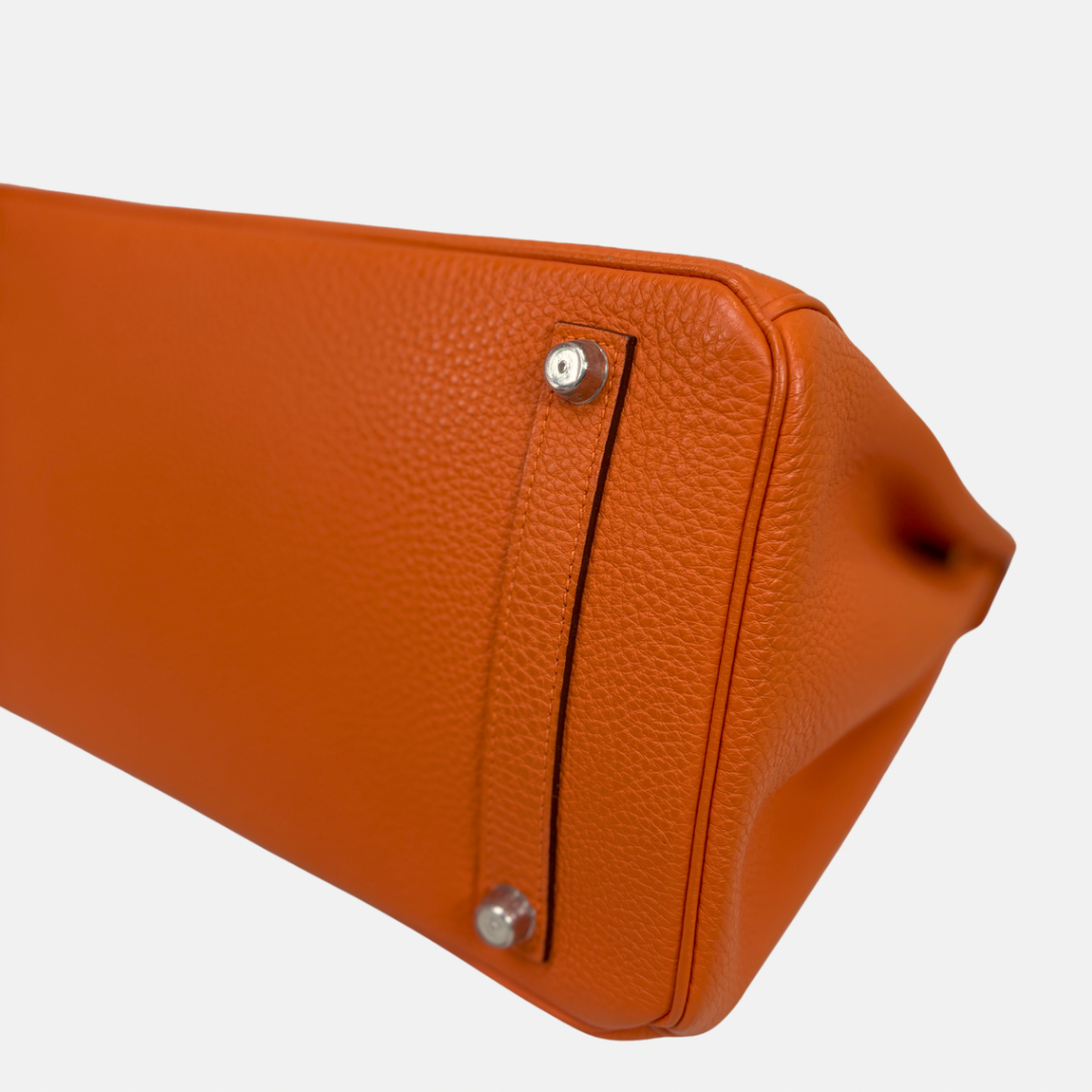 Birkin 35 Orange Togo Palladium Hardware Square N