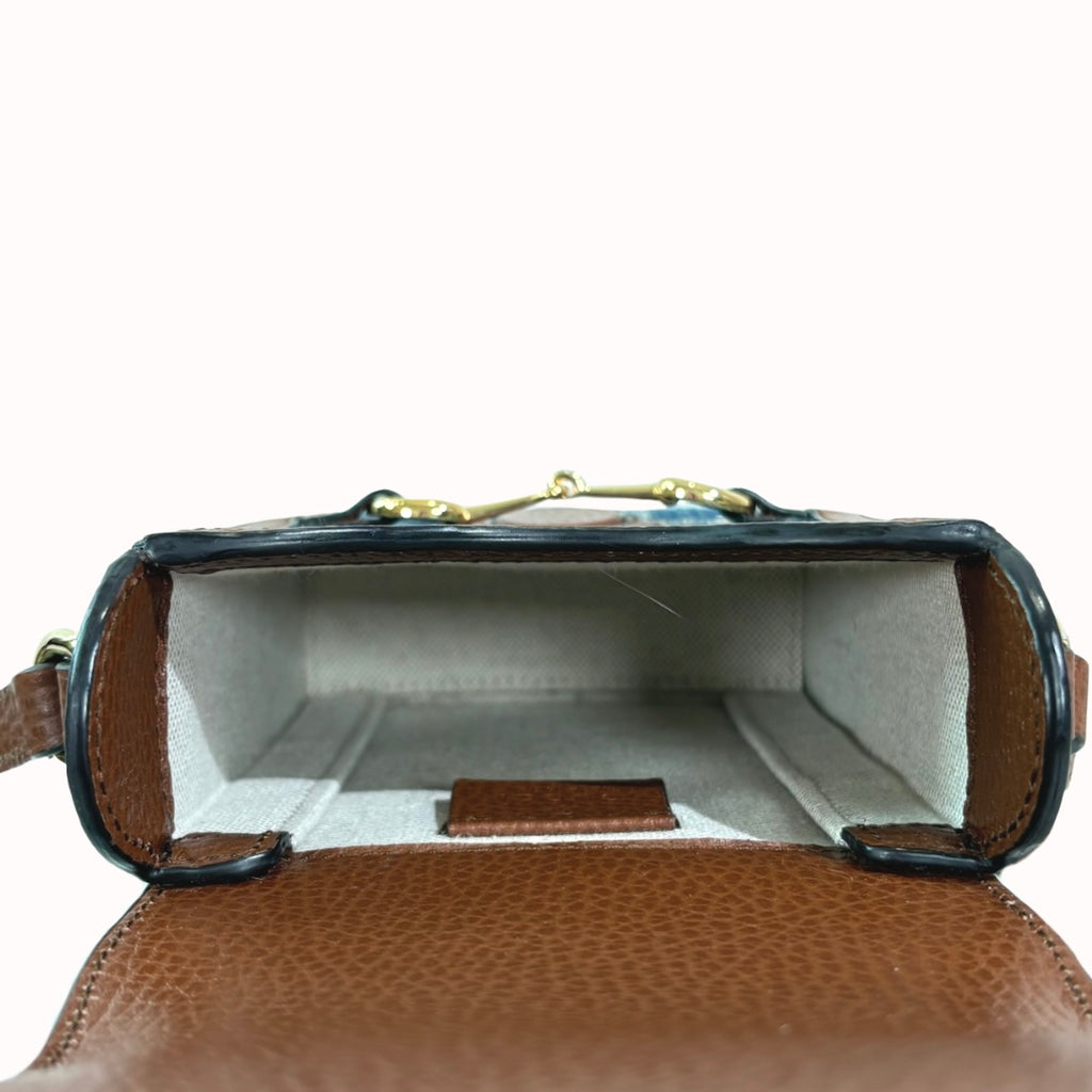 Horsebit GG Denim 1955 Mini Brown Leather Trim