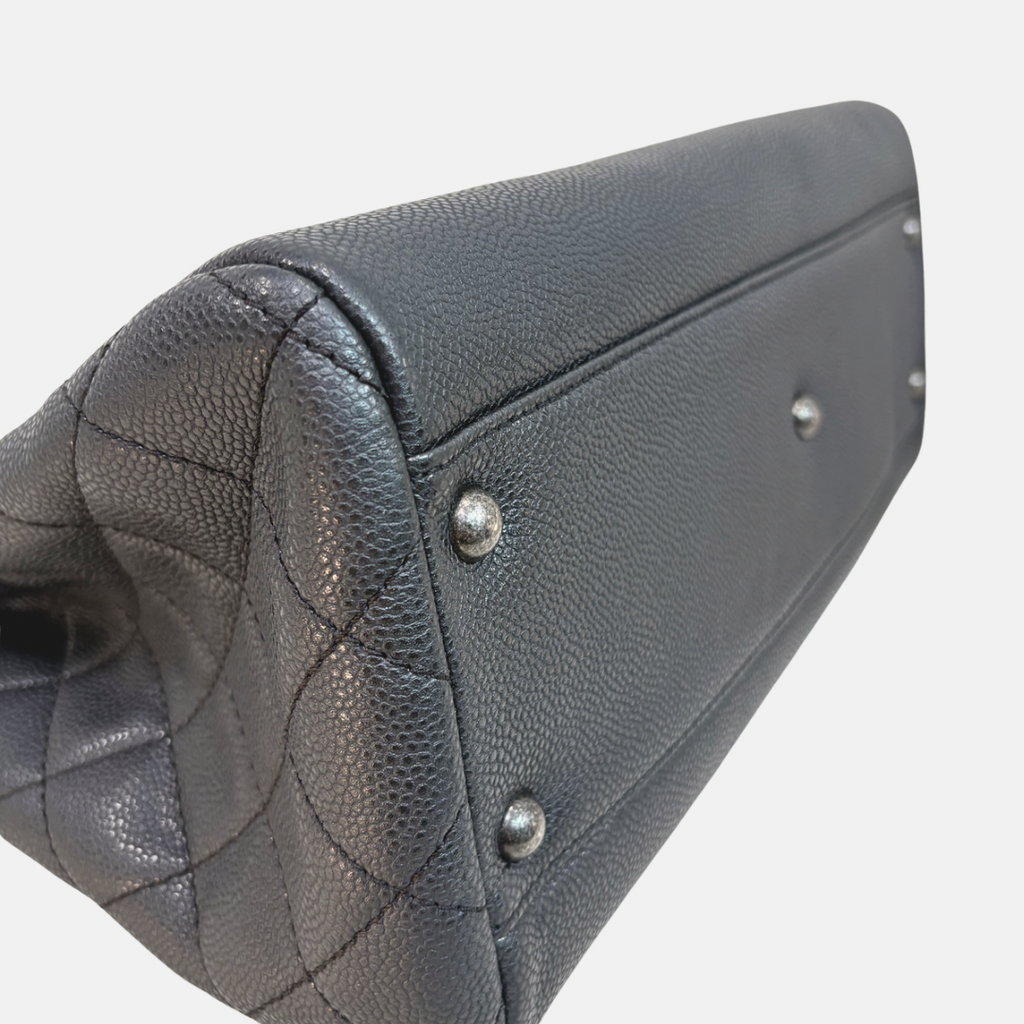 Shopping Tote Bag Woven Chain Black Caviar Leather Ruthenium Hardware Series 22