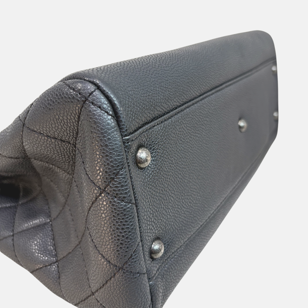 Shopping Tote Bag Woven Chain Black Caviar Leather Ruthenium Hardware Series 22