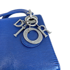 Mini Lady Dior Bag Blue Lizard W/ Crystals Charms Silver Hardware