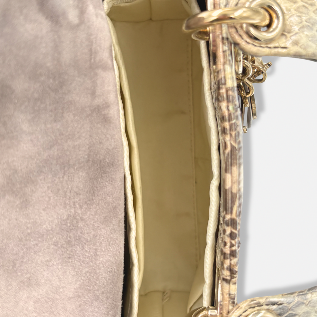 Mini Lady Dior Python Snakeskin Gold Hardware