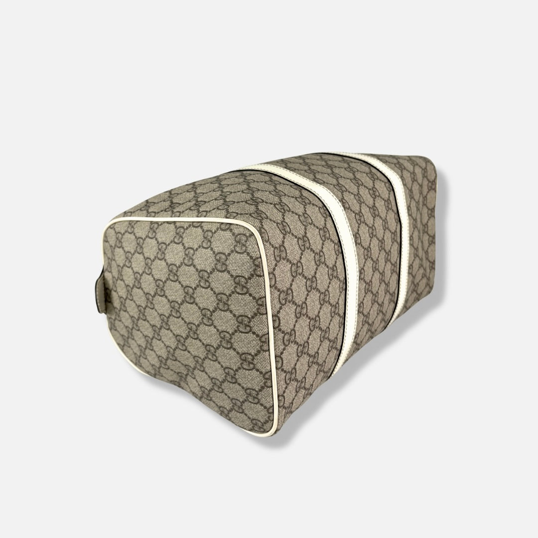 Boston GG Supreme Canvas  Beige & White Silver Hardware 30cm