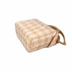 Tweed Mini Square Flap Bag Light Orange Ecru Gold Hardware