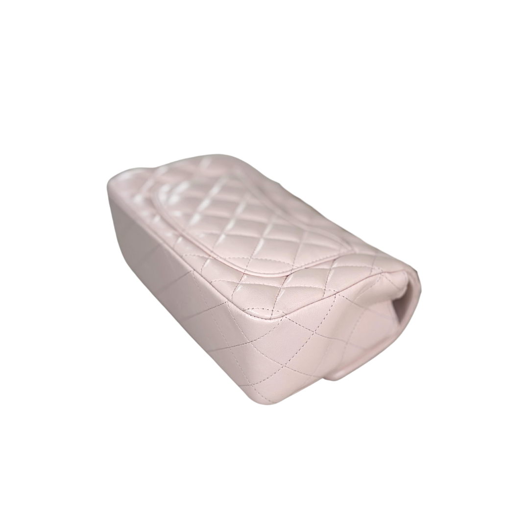 Mini Flap Pale Pink Lambskin Leather Gold Hardware Microchip