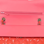 Classic Double Flap Medium Coral Orange Patent Leather Series 21