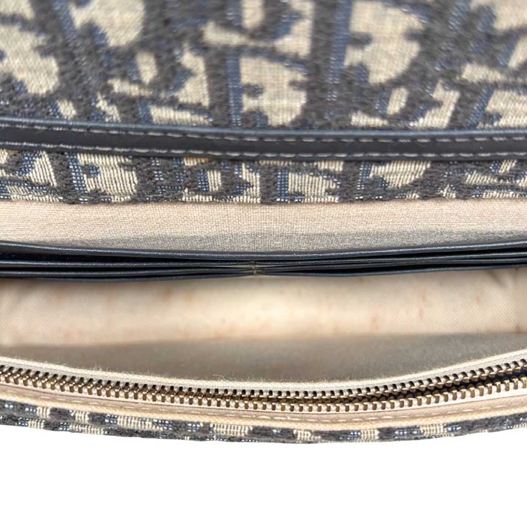Saddle Pouch Wallet On Chain Medium Blue Oblique Jacquard Gold-Finish Hardware