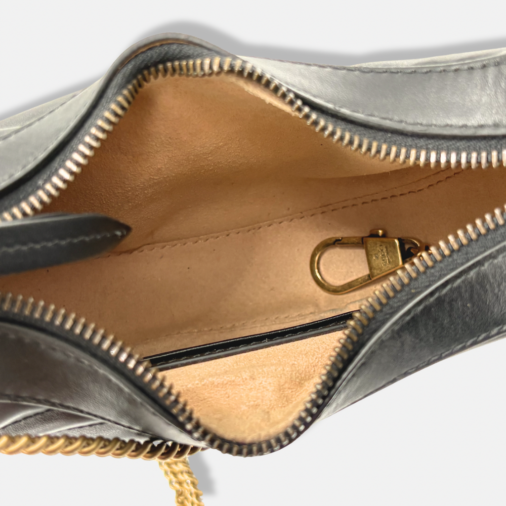 Half Moon Mini Bag Black GG Marmont Gold Hardware